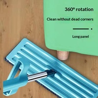 Serpillère paresseuse style influenceur avec manche télescopique, serpillère plate double usage (humide/sèche) à tampon rotatif mains libres pour carrelages et céramiques