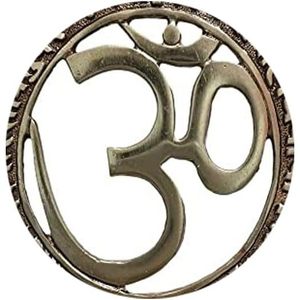 PARIJAT Artesanías Latón Om Símbolo Decoración de pared Sala de meditación sagrada Decoración de yoga Arte de pared de latón y colgantes () - Product Image 2