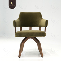 Fauteuil de salle à manger moderne en bois massif avec tissu vert velours