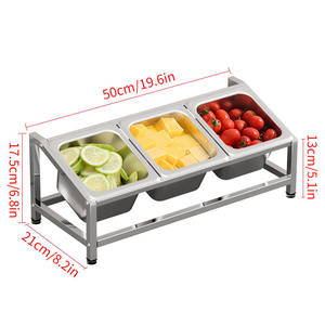 Estante de acero inoxidable de una sola fila con 3 rejillas inclinadas para servir, soporte comercial para condimentos, bandeja de almacenamiento de cocina independiente - Product Image 2