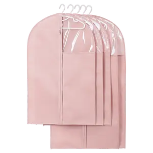 Custom Logo Garment Cover For Clothes Dust Cover Travel Dress Suit Pink Garment Bags High Quality Clothing Bag