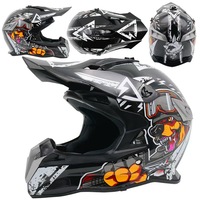 Casque de moto tout-terrain pour adulte avec lunettes, gants et masque - Casque de moto et VTT homologué DOT FMVSS-218