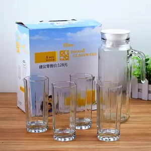 Jarra de vidro para beber água, conjunto de jarra de vidro com design minimalista, ideal para beber água fria