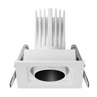 Plafonnier LED encastré carré de qualité muséale CRI97 TM-30, anti-éblouissement, COB, en fonte, dimmable, pour galerie, compatible BIM DIALux