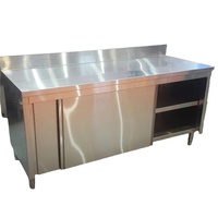 Meja Kerja Modern Kabinet Stainless Steel Murah Meja Dapur Kabinet 1600*600*800mm Restoran Cepat Saji Dapur Snack MOQ Rendah