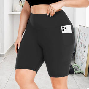 TEMU Hot Sale Plus Size Five Points Yoga Pants with Crescent Pocket 150KG Chubby Girls Thin High Waist <b>Slim</b> Fit <b>Leggings</b> - Product Image 6