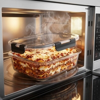 Ensemble de contenants alimentaires empilables en verre borosilicate rectangulaires sans BPA pour nouveau-nés, anti-fuite, 640 ml, 370/1040 ml, pour la préparation des repas et le déjeuner