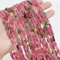 Perles brutes de tourmaline pastèque naturelle, taille brute 3x9mm-6x18mm