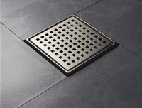 Grille de drainage de sol de douche moderne en acier inoxydable poli, carrée, 15*15 cm, insert de carrelage, couvercle amovible, grille de salle de bain