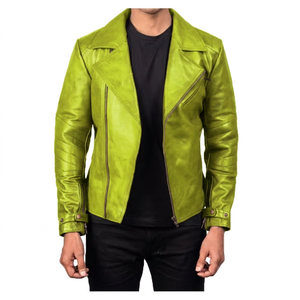 Veste en cuir PU pour hommes, style motard, fabricant OEM, logo personnalisé, veste en similicuir pour hommes, veste zippée pour motards, fournisseur - Product Image 4