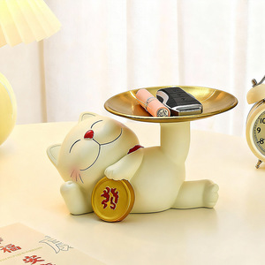 Lucky Cat Storage Ornament Resin Home Decoration Feng Shui Living Room Entryway Gift - Product Image 4
