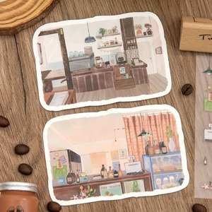 2 <b>Sheets</b> Per Pack Self-adhesive Printed Paper Scenery <b>Stickers</b> Die-Cut Gloss Varnishing for Holiday Decoration DIY Journal - Product Image 3