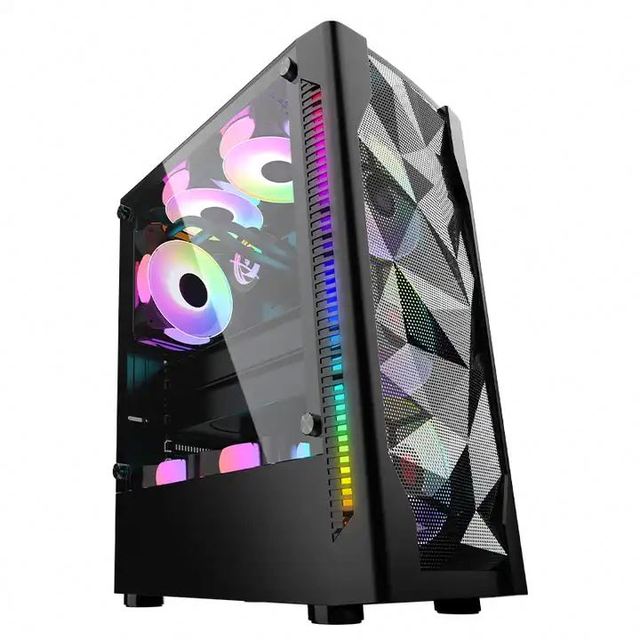 ATX Tower Gaming Computer Case with Tempered Glass and RGB Design