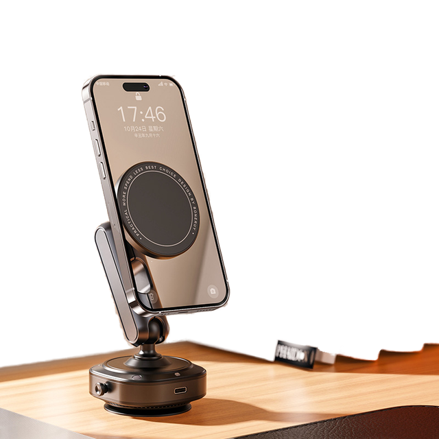 Boneruy X75 Aluminum Alloy Portable Vacuum Magnetic Desk Car Dashboard Phone Holder 360 Rotatable Foldable Wireless Charger