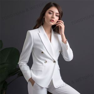 Traje elegante para mujer, chaqueta <span class=keywords><strong>blanca</strong></span> de oficina, de gran tamaño, último diseño, dos piezas, ropa de negocios - Product Image 4