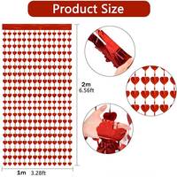 Rideau de guirlandes en feuille de cœur rouge brillant, toile de fond de fête durable et portable pour usage extérieur