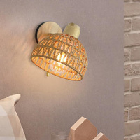 Lampe murale en rotin de bambou tissé à la main, style ferme, avec base d'ampoule E26 pour restaurants, hôtels, bureaux à domicile