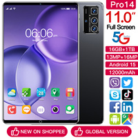 Tablette Pro 14 11 pouces 16 Go + 1 To 108 MP 8000 mAh 5G Double SIM + TF Ultra Gaming Écran 120 Hz MTK Wi-Fi
