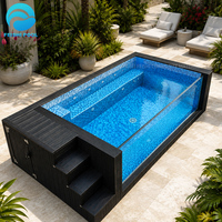 Piscine familiale préfabriquée de luxe en fibre de verre et verre acrylique pour extérieur, piscine conteneurisée de 20 pieds