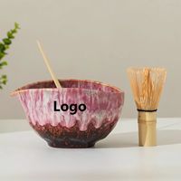 Bol à Matcha en Porcelaine Rose avec Support Chasen Glaçuré – Coffret Cadeau Cérémonie du Thé Japonaise – Écologique et Durable pour Elle