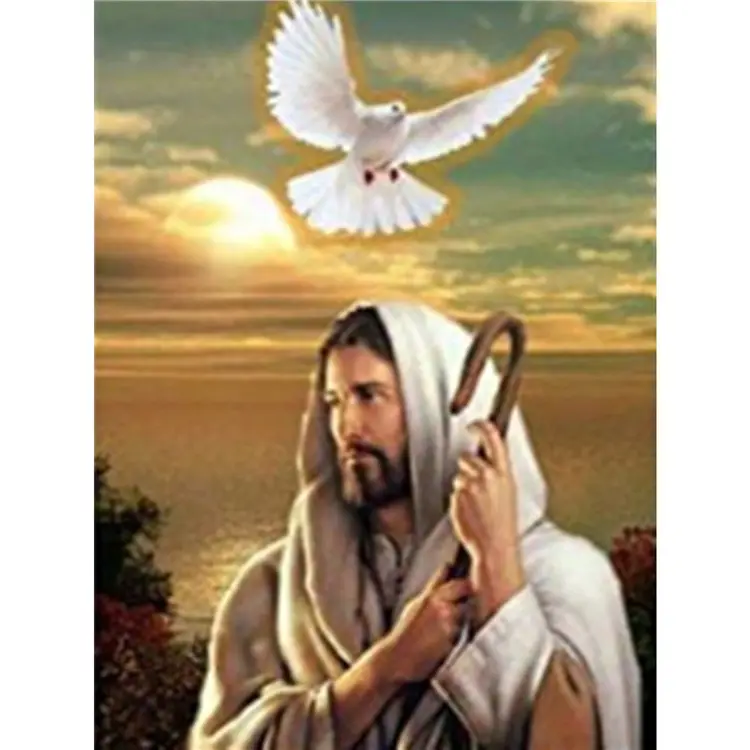Peace Dove Jesus Christ DIY Diamond Painting 5D Full Drill Rhinestone Mosaic Diamond Painting Kit Cross Stitch Craft
