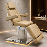 Table de soin esthétique pour spa, base en acier inoxydable avec repose-pieds réglable pour clinique d'esthétique