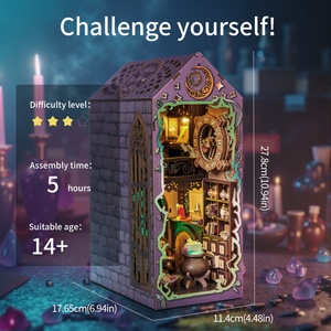 Rompecabezas 3D IIECREATE SL-34 Book <span class=keywords><strong>Nook</strong></span>, Cabaña del Mago Místico, Mini Rompecabezas, Mercado Mágico, Juguete Educativo de Madera, Accesorio - Product Image 5