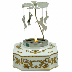 Base Octogonal Blanca y Dorada, Carrusel Decorativo de Porcelana Estilo Bohemio, Sueño de Fabergé Sin Tapa con Vela para Hoteles - Product Image 2