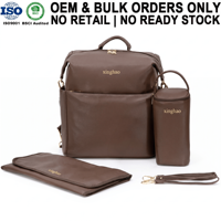 Sac à langer multifonctionnel en cuir PU végétalien personnalisé, grand format, convertible en sac à dos, idéal pour les voyages