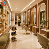 Aménagement complet de salon de beauté, design intérieur personnalisé, station de manucure, agencement de vitrine, rénovation de salon de coiffure