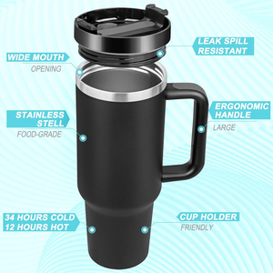 Mug isotherme en acier inoxydable personnalisé avec logo 2026, gobelet de voyage pour aventurier de 40 oz avec paille et poignée - Product Image 5