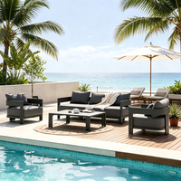Ensemble de canapés de jardin d'extérieur avec structure en aluminium, tissu imperméable, design durable, portable pour hôtels et villas, prêt pour la salle de sport