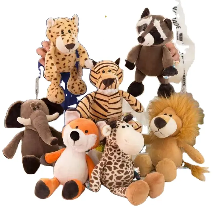 Оптовая продажа с завода, игрушки в виде животных джунглей, тигр, лес, мягкие игрушки, лиса, енот, жираф, слон, плюшевые игрушки, мягкие игрушки