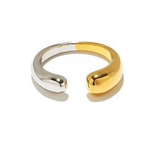 Stainless Steel <b>Ring</b> Geometric Two Tone Gold Plated Women's Fashion Jewelry Gift YR1 - Product Image 3
