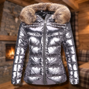 Wholesale Winter Outdoor Waterproof Eco-Friendly Reversible Hooded Bomber <b>Jacket</b> for Women Knitted <b>Sequined</b> Nylon Lining - Product Image 3