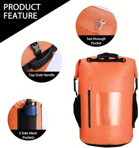 Zaino da Escursionismo Resistente all'Acqua, Personalizzabile, 30L, Impermeabile, per Campeggio e Attività all'Aperto, con Chiusura Roll Top - Product Image 3