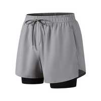Logo personnalisé Short de bain à séchage rapide pour homme 2 en 1 Short de plage à doublure de compression Short de course à pied Walkout Gym