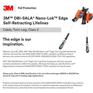 สายรัดนิรภัยแบบยืดหดได้ 3M Nano-Lok Edge Twin-Leg ความยาว 8 ฟุต พร้อมตะขอเกี่ยวเหล็กเส้น คลาส 2 ANSI - Product Image 6