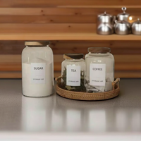 Pot de bouteille de nourriture de stockage en verre borosilicaté de grande capacité de 1000/2000/3000 ML pour la cuisine avec couvercle en acacia