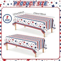 Lot de 2 nappes patriotiques, couvre-table en plastique avec drapeau américain pour le 4 juillet, la fête de l'indépendance, la fête du Memorial Day, décorations de fête