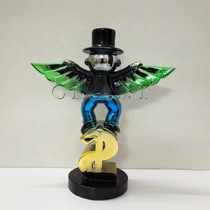 Sculpture Pop Art <span class=keywords><strong>Monopoly</strong></span> avec Statue Dollar, Hommage à Alec Rich Man, Plaqué Chrome, Cône d'argent, Alex avec Ailes - Product Image 4