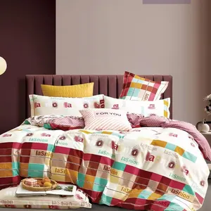 Wholesale high quality cotton bed sheet set bedding set double bed bedding set 4pcs