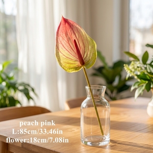 Dekorasi bunga Anthurium besar berdiameter 14cm, Sempervivum batang panjang PU, dan tanaman palem hijau untuk pernikahan dan rumah