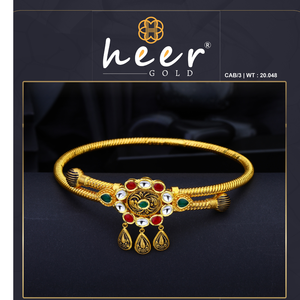 Traditional gold bangle <b>bracelet</b> with colorful stones antique design elegant ethnic jewelry for women festive wear - Product Image 2