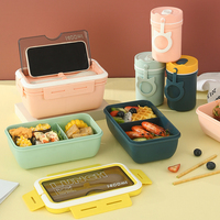 Boîte en plastique sans BPA, logos personnalisés, boîte à bento portable, durable, passe au micro-ondes et au lave-vaisselle, boîtes à lunch scolaires pour enfants, triple niveau, 1-3L
