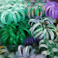 YL Wholesale Xinkeng Jade Bangles Floating Flower Green Hibiscus Jade Violet Women's Ice Bottom Quartzite Jade