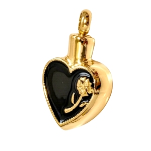 Collier Pendentif Urne Cœur Fleur de Rose en Acier Inoxydable Plaqué Argent, Émail Fleur de Soleil, Souvenir Commémoratif pour Enfants - Product Image 6