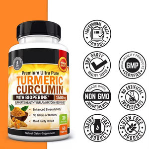 OEM/ODM Curcumina de Cúrcuma de 1500 mg con Bioperina, 95% Curcuminoides para la Respuesta Inflamatoria, Apoyo Articular y Salud Inmunológica - Product Image 4