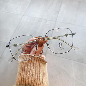 Monture de lunettes en métal irrégulière R5-20056, monture complète, protection contre la lumière bleue, unisexe, verres en acétate, design alphabet anglais - Product Image 1