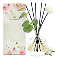 Diffuseur de parfum ajustable avec bâtonnets en rotin, vase en verre 100 ml, fleurs d'eucalyptus artificielles, décoration maison et salle de bain, coffret cadeau